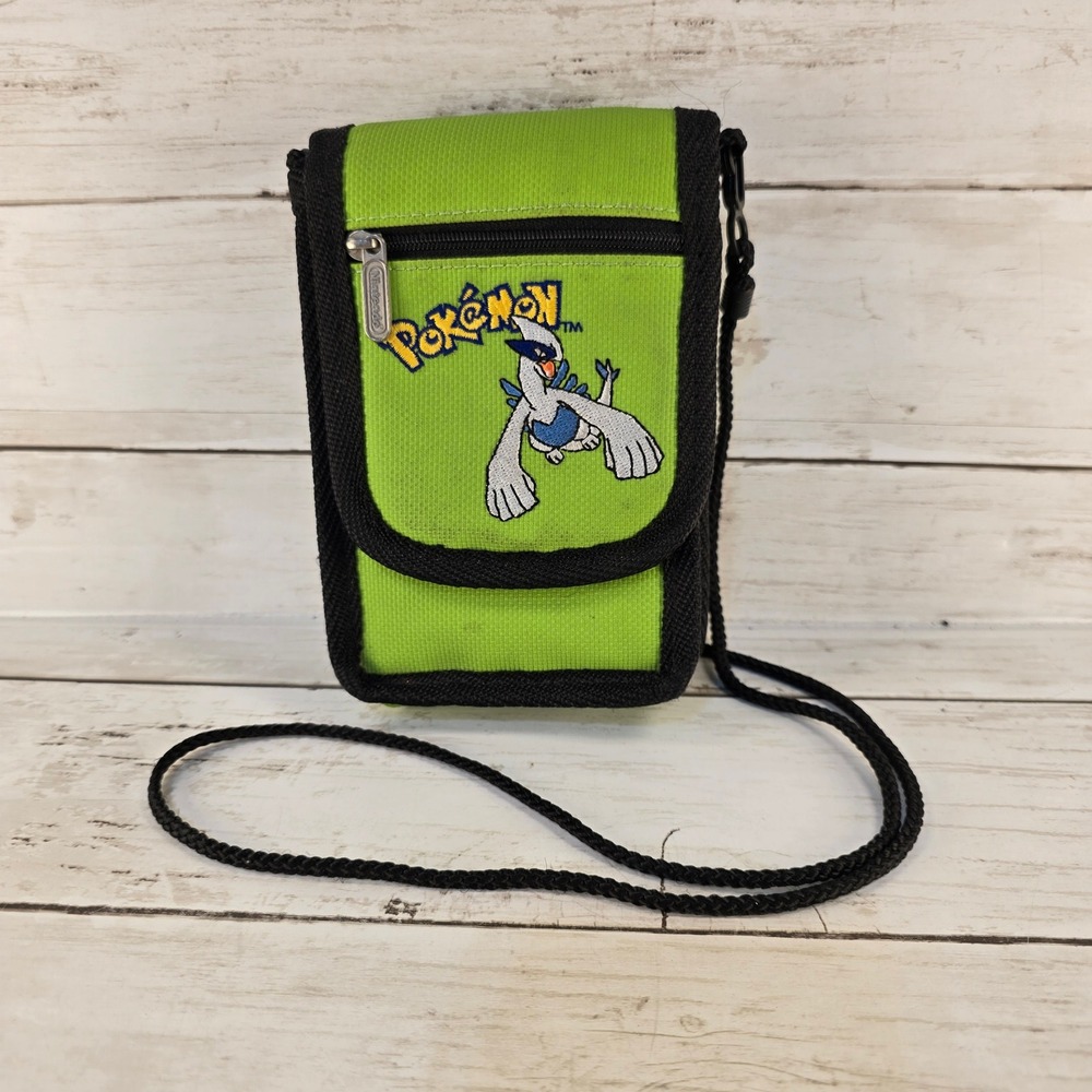 Vintage Nintendo Pokemon Lugia Crossbody Travel Pouch Bag Green Catch Em All